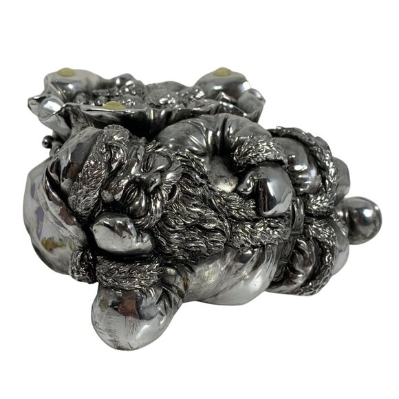 Silver-Tone Intricate Lounging Santa Claus Toy Sack Figurine Paperweight Holiday - Picture 7 of 9